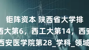 钜阵资本 陕西省大学排名更新：西大第6，西工大第14，西安医学院第28_学科_领域_高等教育