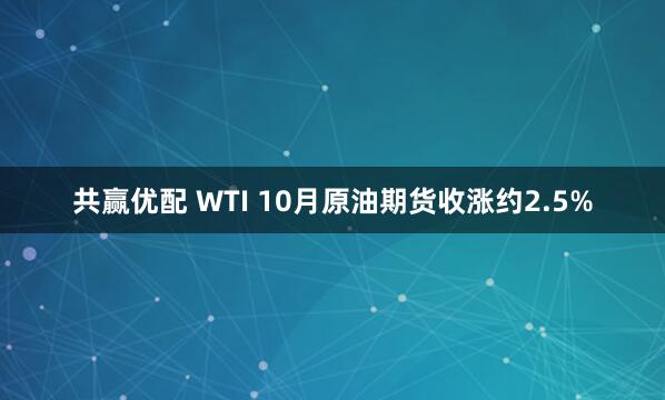 共赢优配 WTI 10月原油期货收涨约2.5%